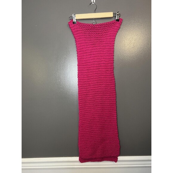 Knit Scarf Womens One Size Pink Long Chunky Winter Warm Solid Cold Weather Wrap - Picture 3 of 3